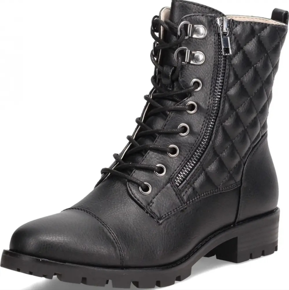 FINAL PRICE🚨 White Mountain Womens  Faux Leather Quilted Combat Boots | 5.5